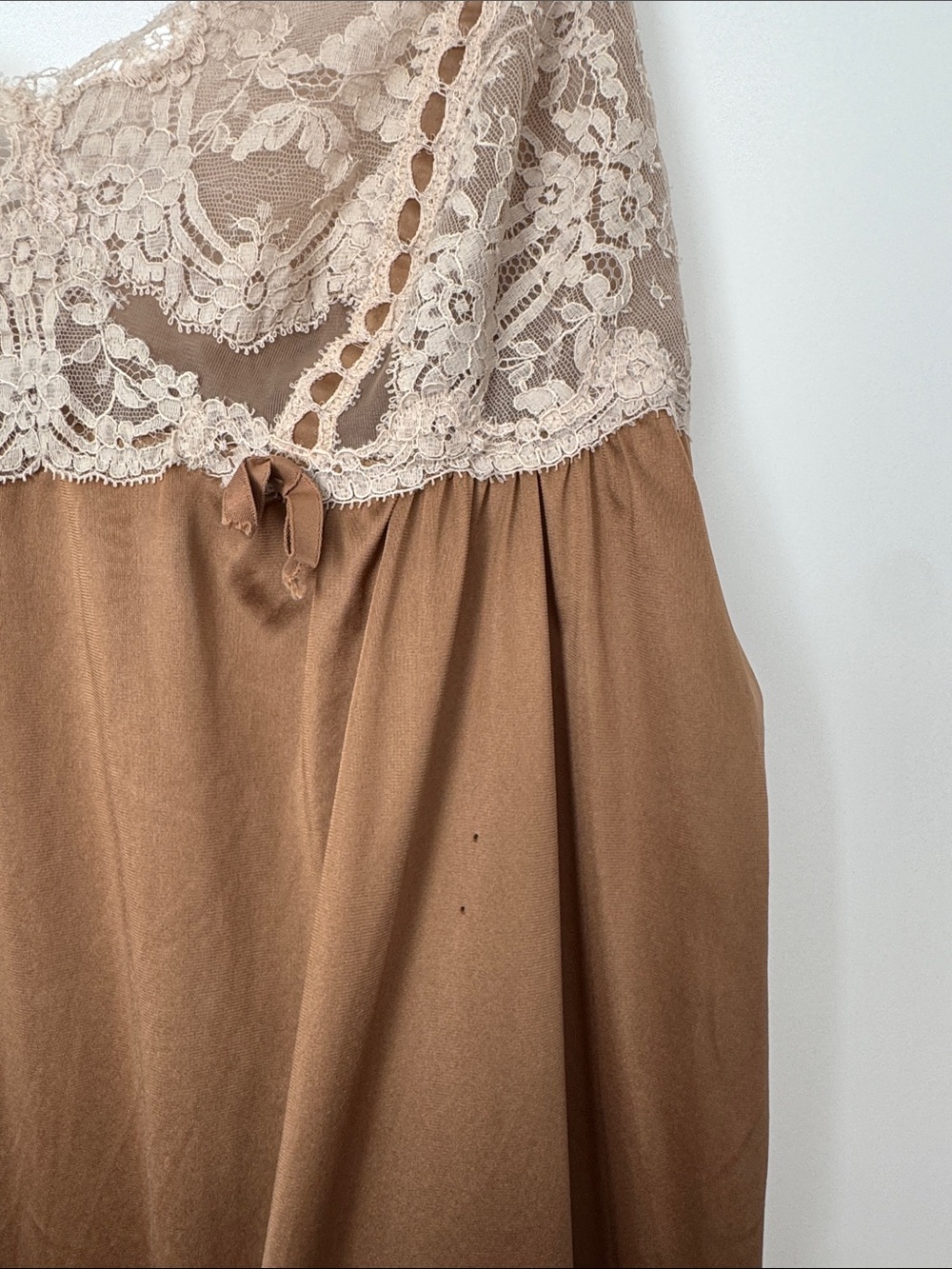 Women's Lace Trim Slip Nightgown - Cream & Tan - Picture 5 of 10